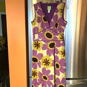 Vintage Cotton Citrine Dress size 8 with groovy flower pattern
